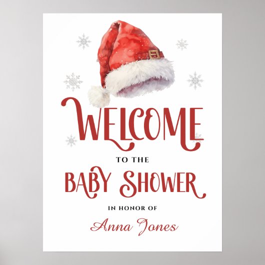 Jolly Santa Hat Baby Shower Welcome Sign Poster (Voorkant)