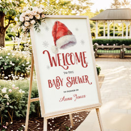 Jolly Santa Hat Baby Shower Welcome Sign Poster