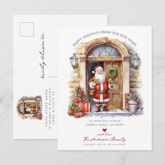 Jolly Santa Holiday verhuizen Aankondigingskaart (Voorkant / Achterkant)