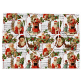 Jolly  Santa, Holly & Music Collage Groot Cadeauzakje (Achterkant)