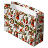 Jolly  Santa, Holly & Music Collage Groot Cadeauzakje (Achterkant Gekanteld)