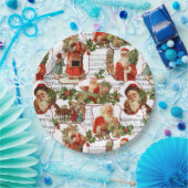 Jolly Santa, Holly & Music Collage Papieren Bordje (Feest)