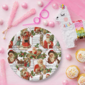 Jolly Santa, Holly & Music Collage Papieren Bordje (Feest)