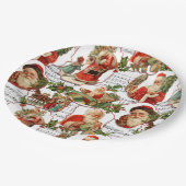 Jolly Santa, Holly & Music Collage Papieren Bordje (Gekanteld)