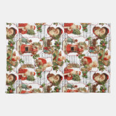 Jolly  Santa, Holly & Music Collage Theedoek (Horizontaal)
