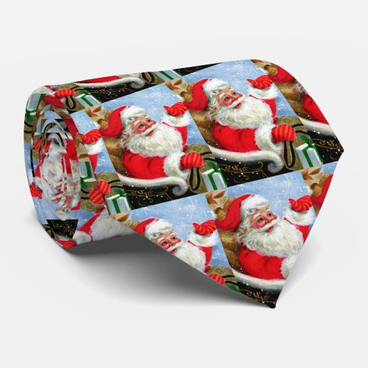 Jolly Santa Kerstfeestdag Stropdas (Opgerold)