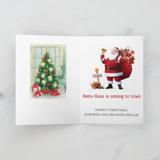 Jolly Santa Kerstmis personaliseert Names NO Cursi Feestdagen Kaart (Binnen)