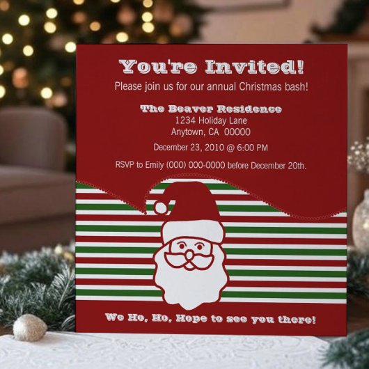 Jolly Santa Kerstparty Invite Kaart