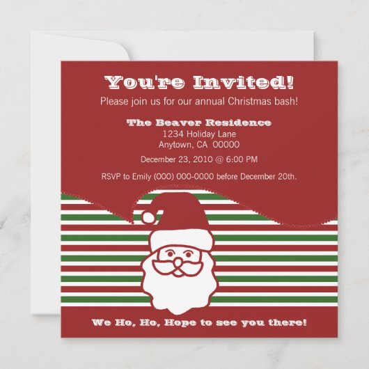 Jolly Santa Kerstparty Invite Kaart (Voorkant)