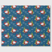 Jolly Santa Kerstpattern Cadeaupapier (Vlak)