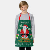 Jolly Santa Merry Christmas Candy Cane op GROEN Schort (Gedragen)