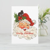 Jolly Santa Merry-kerstfamilie Holida Kaart (Staand voorkant)