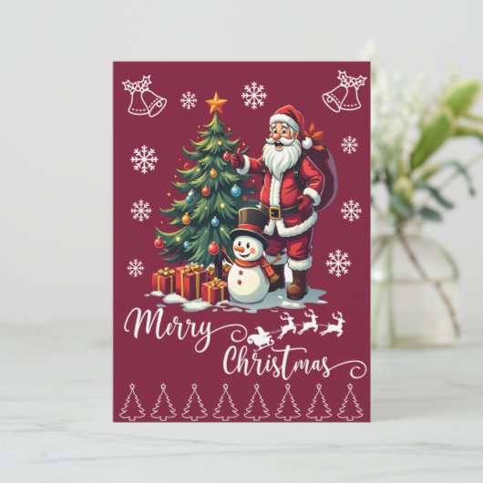 Jolly Santa Merry Kerstmis Feestdagenkaart (Staand voorkant)