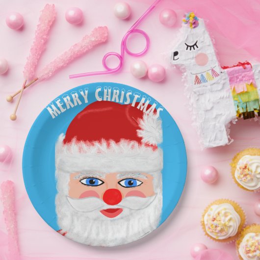 Jolly Santa Merry Kerstmis Papieren Bordje (Feest)