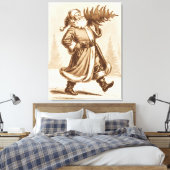 Jolly  Santa met een kerstboom Canvas Afdruk (Insitu (Slaapkamer))