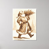 Jolly  Santa met een kerstboom Canvas Afdruk (Voorkant)
