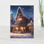 Jolly Santa met Snowy Magic Kerstmis Feestdagen Kaart (Achterkant)