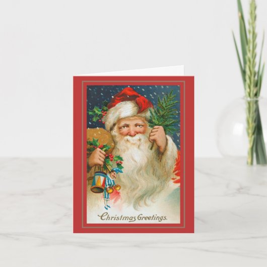 Jolly  Santa met Speelgoed Kerst Kaart (Voorkant)