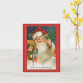 Jolly  Santa met Speelgoed Kerst Kaart (Gele Bloem)