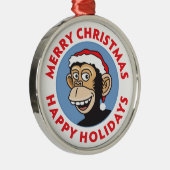 Jolly Santa Monkey Metalen Ornament (Rechts)
