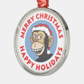 Jolly Santa Monkey Metalen Ornament (Links)