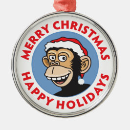 Jolly Santa Monkey Metalen Ornament