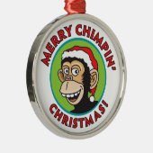Jolly Santa Monkey Metalen Ornament (Rechts)