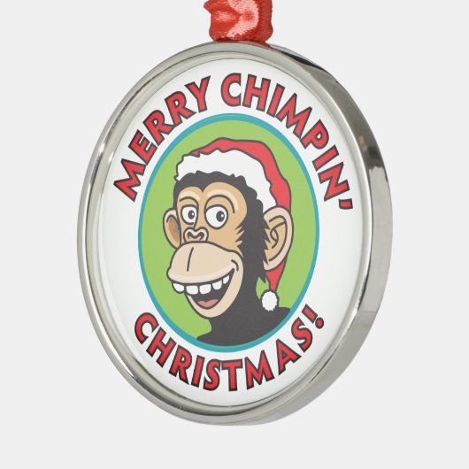 Jolly Santa Monkey Metalen Ornament (Links)
