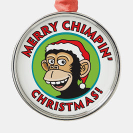 Jolly Santa Monkey Metalen Ornament
