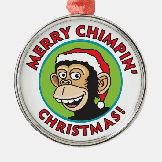 Jolly Santa Monkey Metalen Ornament (Voorkant)
