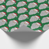 Jolly Santa on Green Cadeaupapier (Hoek)