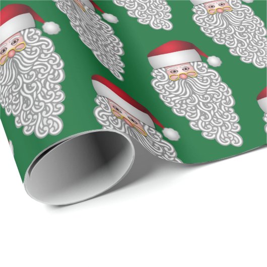 Jolly Santa on Green Cadeaupapier (Rol Hoek)
