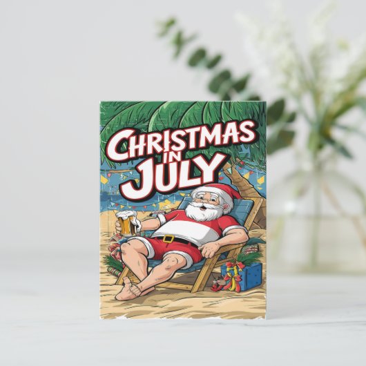 Jolly Santa ontspannen met bier Briefkaart (Staand voorkant)