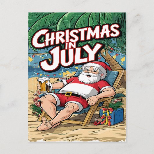 Jolly Santa ontspannen met bier Briefkaart (Voorkant)