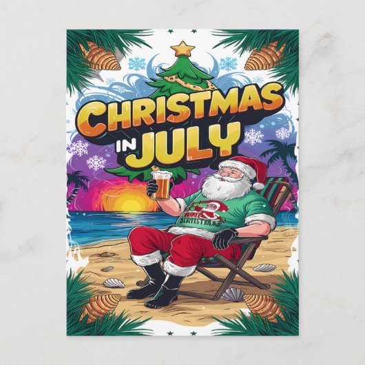 Jolly Santa ontspannen met een biertje Briefkaart (Voorkant)