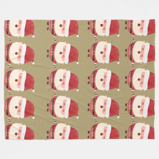 Jolly Santa Pattern Fleece Deken (Voorkant (Horizontaal))