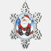 Jolly Santa Pewter Snowflake Ornament (Rechts)