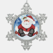Jolly Santa Pewter Snowflake Ornament (Voorkant)