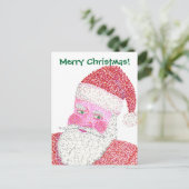 Jolly Santa Pointillism Vrolijk Kerstfeest Briefka Feestdagenkaart (Staand voorkant)