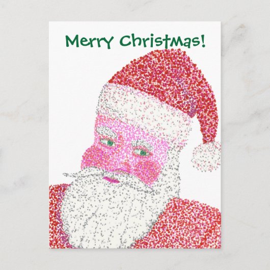 Jolly Santa Pointillism Vrolijk Kerstfeest Briefka Feestdagenkaart (Voorkant)