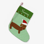 Jolly Santa Red Dachshund Persoonlijk Kleine Kerstsok (Voorkant (Hangend))