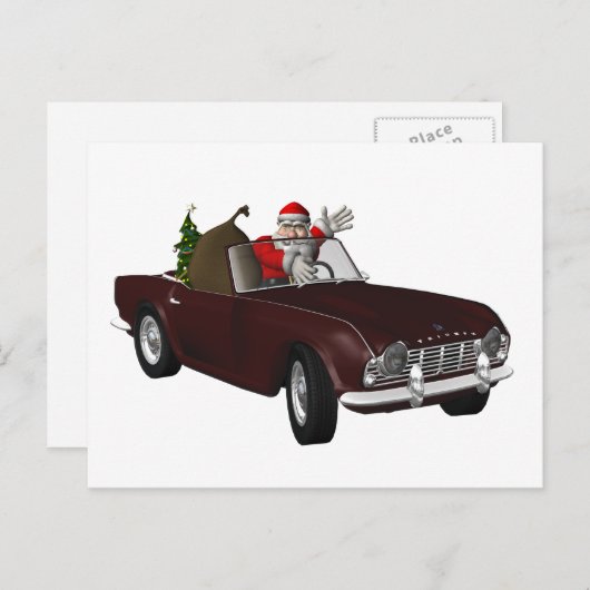 Jolly Santa Rijden Triumph TR4 Feestdagenkaart (Voorkant / Achterkant)