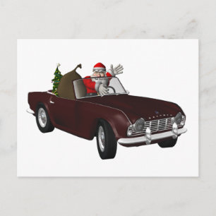 Jolly Santa Rijden Triumph TR4 Feestdagenkaart