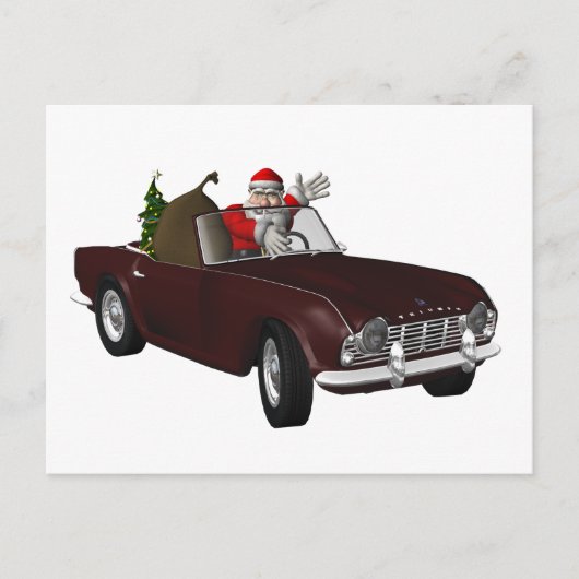 Jolly Santa Rijden Triumph TR4 Feestdagenkaart (Voorkant)