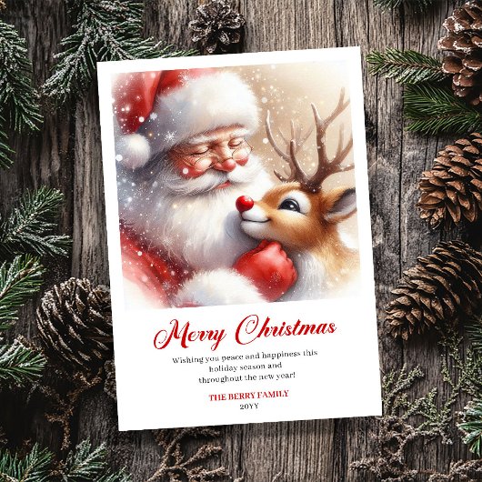 Jolly Santa Rudolph Classic Art Christmas Greeting Feestdagenkaart
