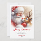 Jolly Santa Rudolph Classic Art Christmas Greeting Feestdagenkaart (Voorkant)