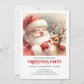 Jolly Santa Rudolph Holiday Party Invitation Kaart (Voorkant)