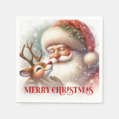 Jolly Santa Rudolph Holiday Party Napkins Servet (Voorkant)