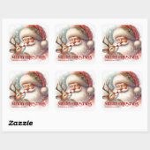 Jolly Santa Rudolph Personalized Festive Holiday  Vierkante Sticker (Vel)