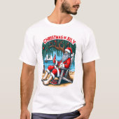 Jolly Santa Sips Bier in juli T-shirt (Voorkant)